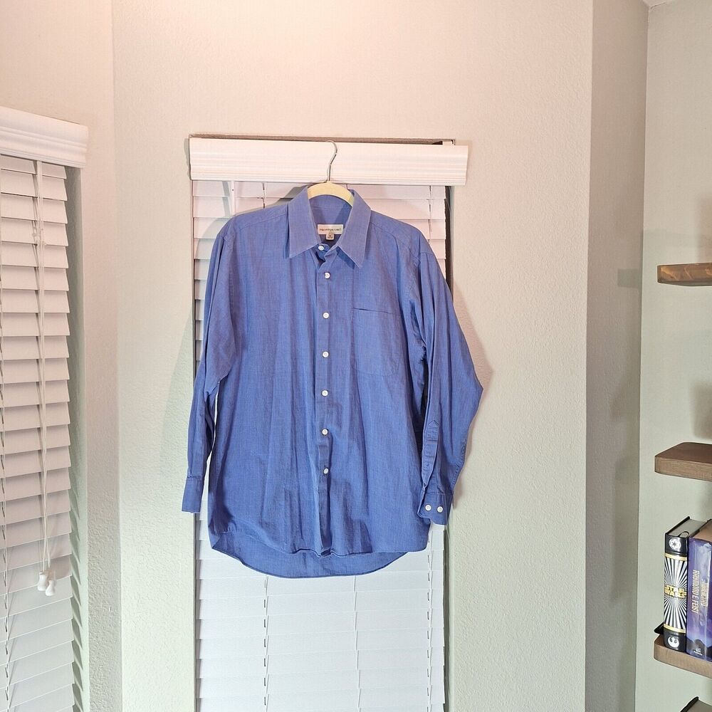 Pronto Uomo Size 16 (32/33) Blue Button Down dress shirt